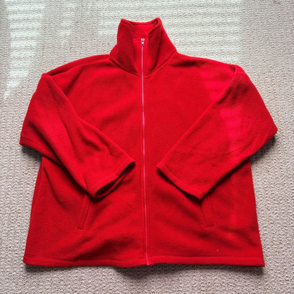 Vintage Express Athletique Mens‎ Red Fleece Full Zip Jacket Made in USA Size M